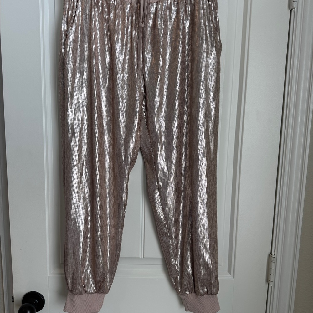 Shimmering Metallic Jogger Pants
